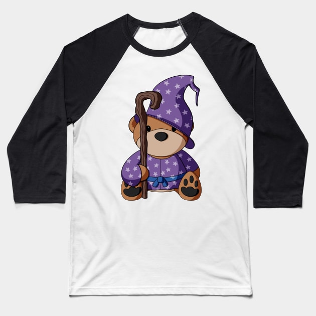 Wizard Teddy Bear Baseball T-Shirt by Alisha Ober Designs